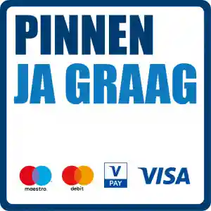 Pinnen? Ja graag. Betalen mogelijk met Maestro, Mastercard, V PAY en Visa.