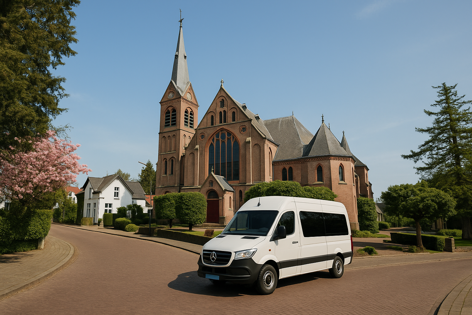 Mercedes Sprinter bij kerk van Taxi Modderkolk