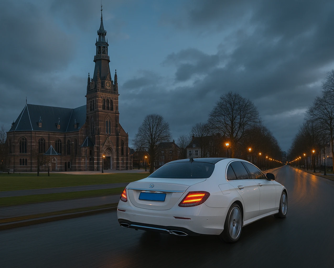 Taxi rijdt door Apeldoorn