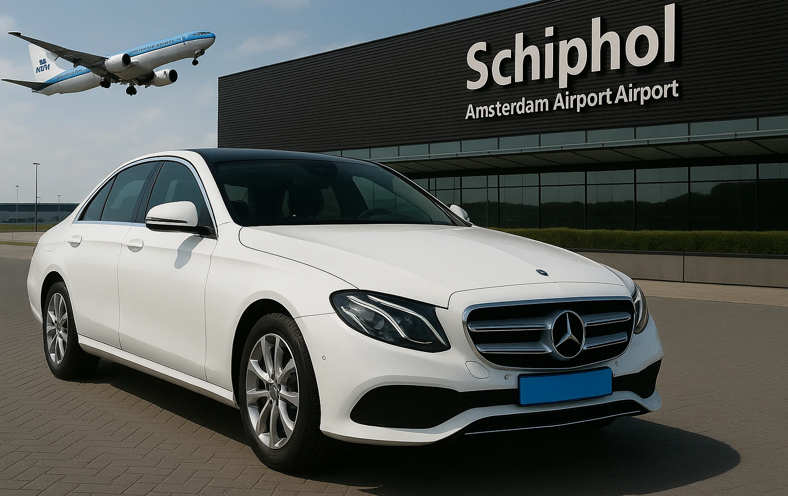 Witte Mercedes bij Schiphol