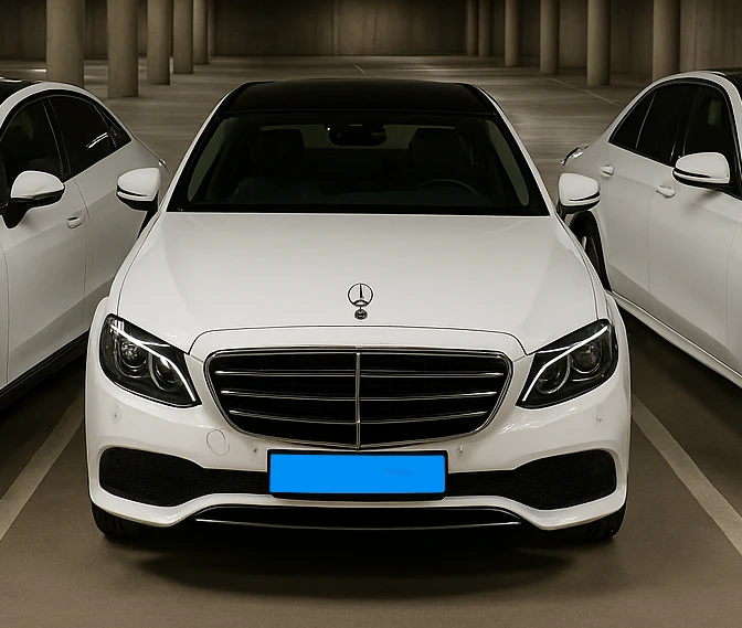 Witte Mercedes van Taxi Modderkolk